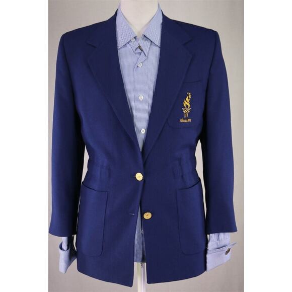 Vintage 1996 Olympics Atlanta Blue Volunteer Blazer Jacket by Hanes Ladies 6 R - Picture 2 of 9